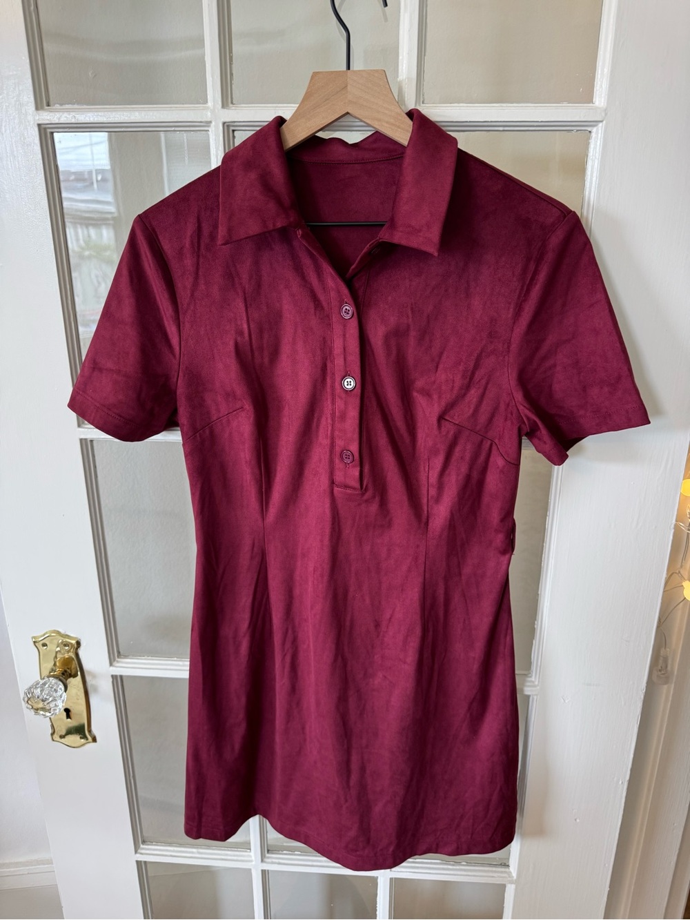 Cider Polo Mini Dress in Burgundy for Fall Layering Preppy Academia Classy